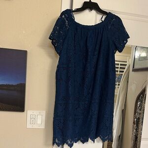 LOFT Navy Lace Mini Dress
